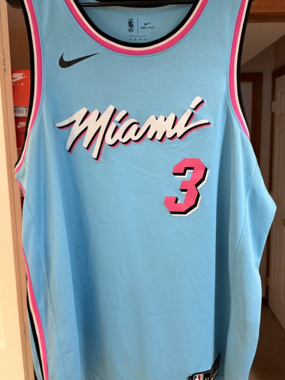 Nike Dwyane Wade Heat Vice Wave Light Blue Swingman Jersey 52 L